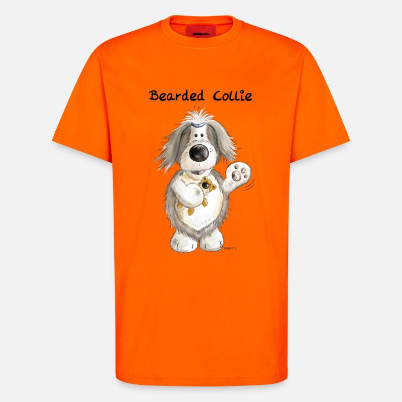 Bearded Collie mit Teddy - T-Shirt - made by SPREAD - SUNSET ORANGE