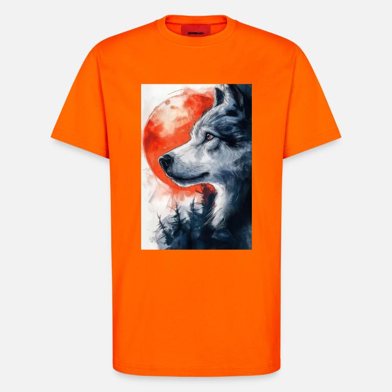 Illustration eines Wolfes - T-Shirt - made by SPREAD - SUNSET ORANGE