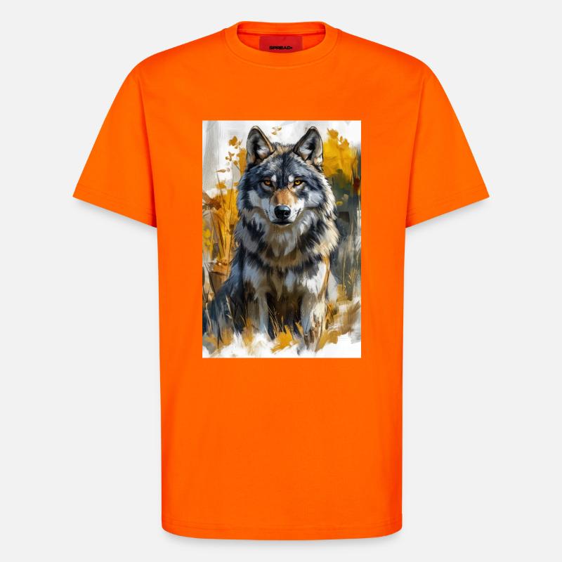 Illustration eines Wolfes - T-Shirt - made by SPREAD - SUNSET ORANGE