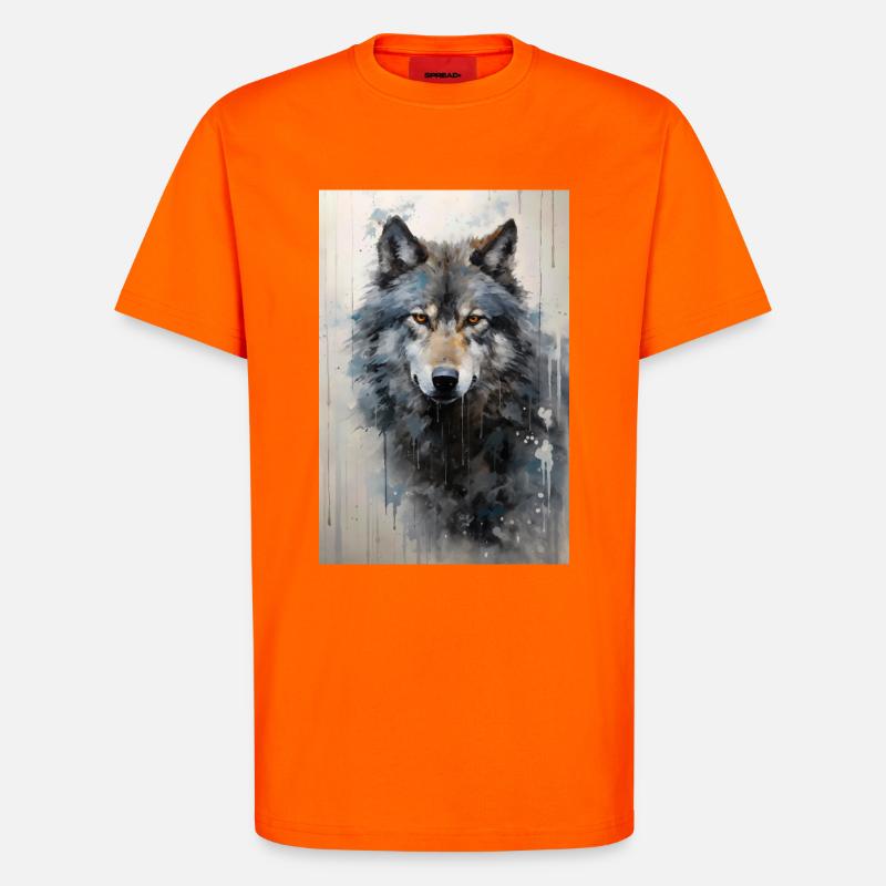 Illustration eines Wolfes - T-Shirt - made by SPREAD - SUNSET ORANGE