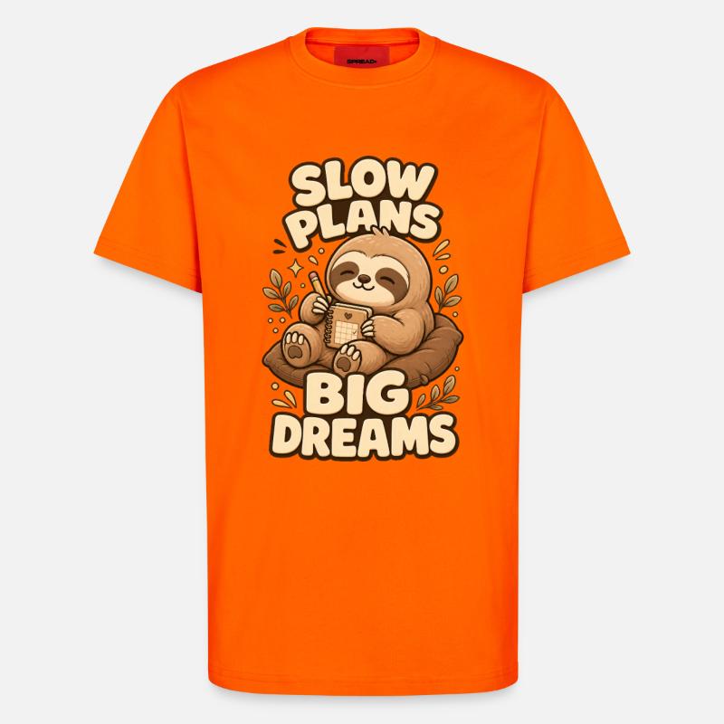 Slow Plans Big Dreams Sloth - T-Shirt - made by SPREAD - SUNSET ORANGE