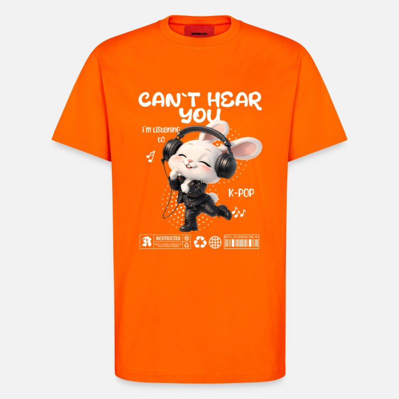 K-Pop Häschen mit Kopfhörern - T-Shirt - made by SPREAD - SUNSET ORANGE