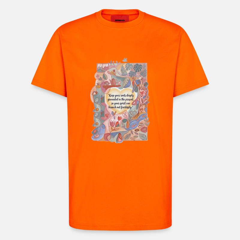 Profondément ancré dans le présent - T-shirt bio décontracté fabriqué en UE - SUNSET ORANGE