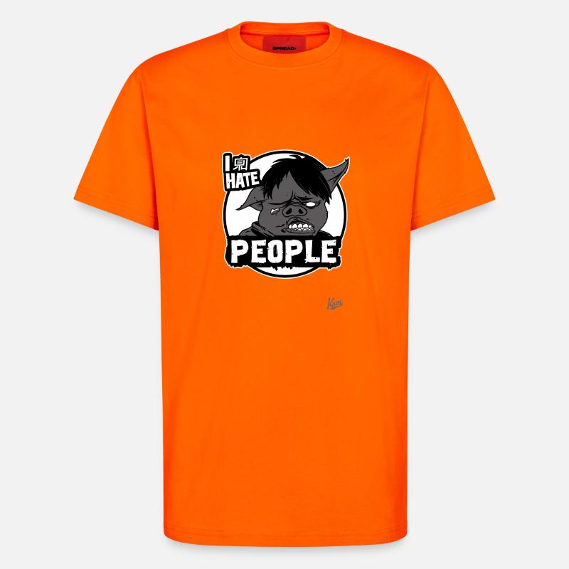 Ich hasse Menschen, Sarkasmus Schwein - T-Shirt - made by SPREAD - SUNSET ORANGE