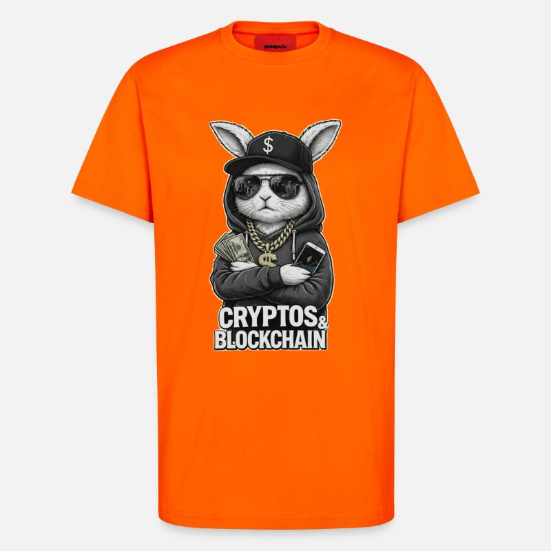 CryptoRabbit: Blockchain Hustle T-Shirt - T-Shirt - made by SPREAD - SUNSET ORANGE