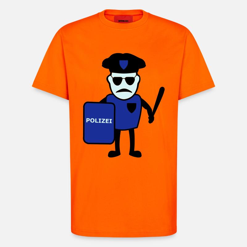 Policeman avec matraque - T-shirt bio décontracté fabriqué en UE - SUNSET ORANGE