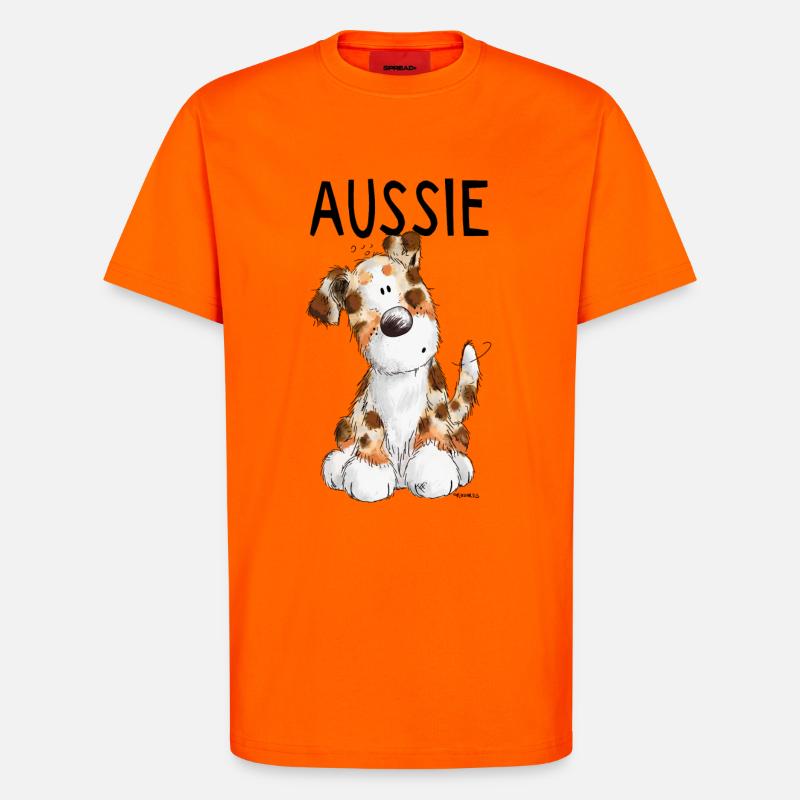 Fröhlicher Aussie - Australian Shepherd - Geschenk - T-Shirt - made by SPREAD - SUNSET ORANGE