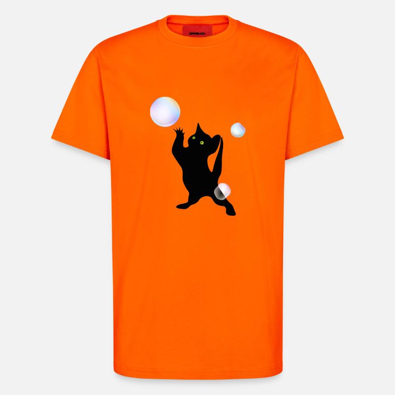 Katze entdeckt Blasen - T-Shirt - made by SPREAD - SUNSET ORANGE
