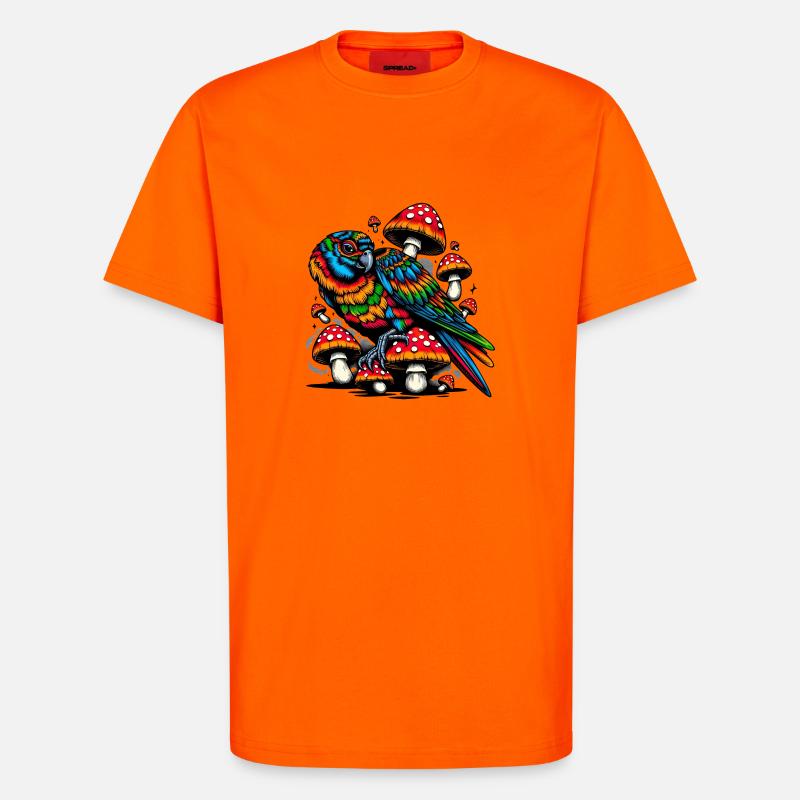 Psychedelic Parrot Paradise - T-Shirt - made by SPREAD - SUNSET ORANGE