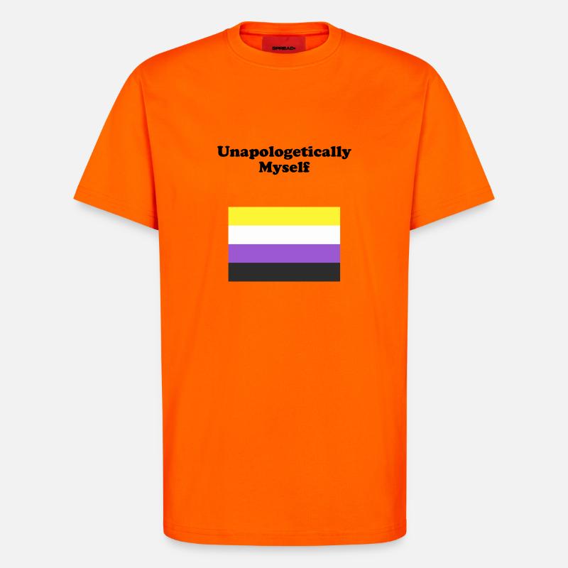 Non Binary Flag Unapologetically Myself - T-Shirt - made by SPREAD - SUNSET ORANGE