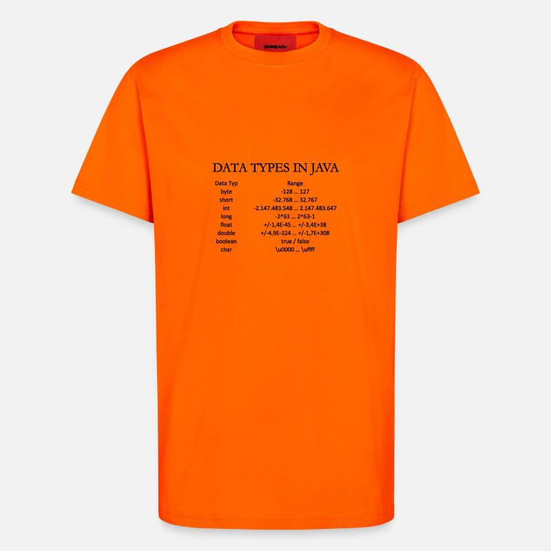 DATA TYPES IN JAVA (poster) - T-Shirt - made by SPREAD - SUNSET ORANGE