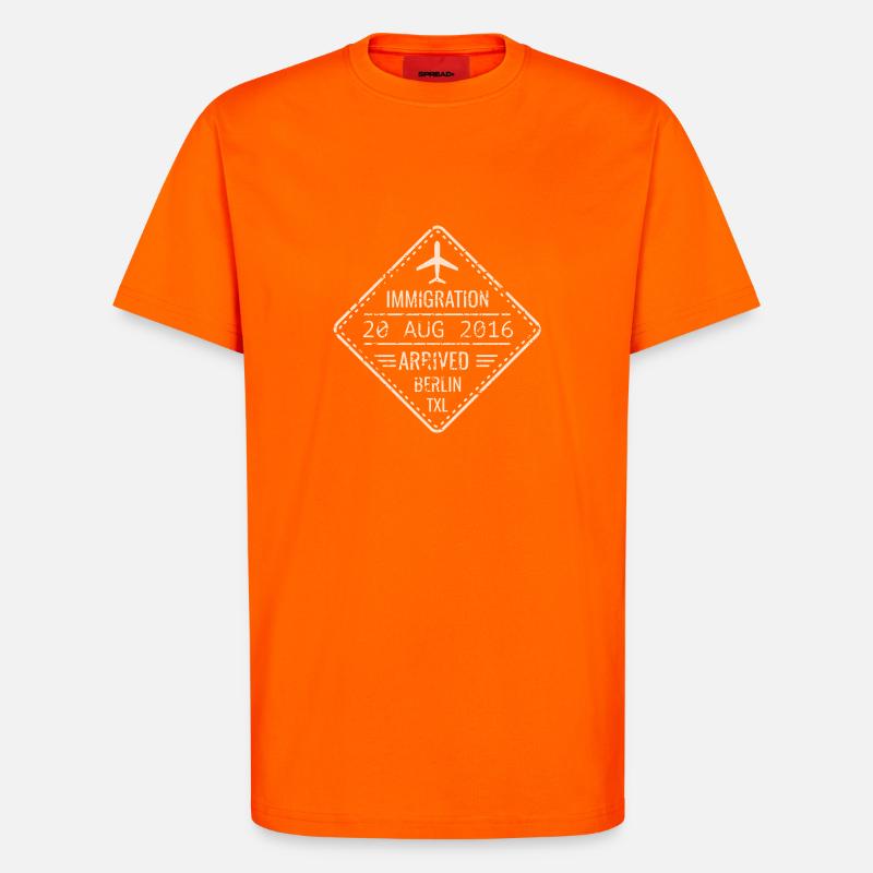 Berlin TXL Immigration Stamp - T-Shirt - made by SPREAD - SUNSET ORANGE