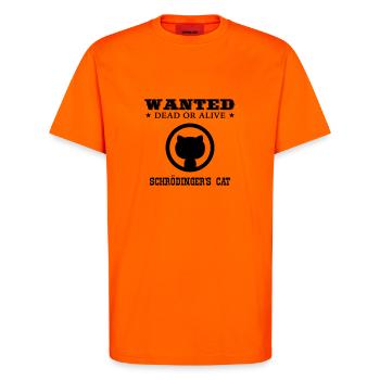 WANTED - Schrödinger's Cat - T-shirt bio décontracté fabriqué en UE - SUNSET ORANGE - Devant - Alina (178cm) & Michal (187cm)