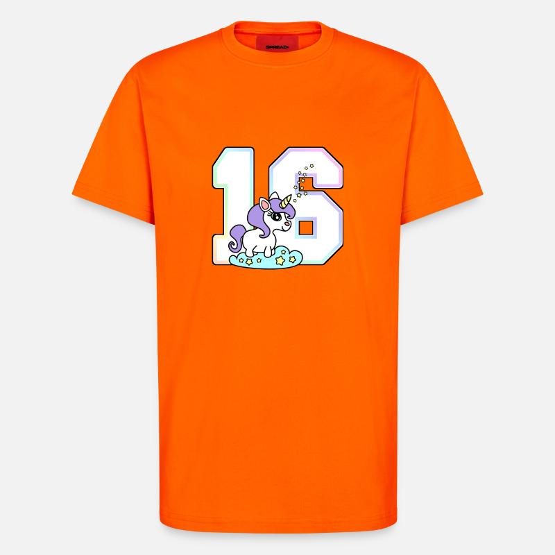 16 Nummer Einhorn - T-Shirt - made by SPREAD - SUNSET ORANGE
