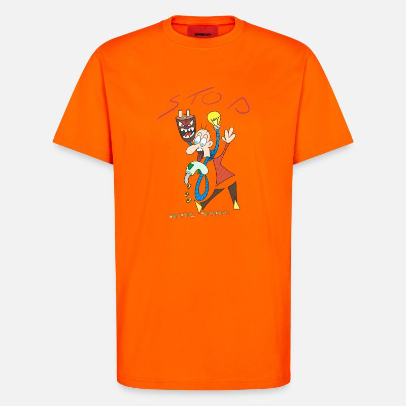 Stop à l'augmentation de l'énergie. - T-shirt bio décontracté fabriqué en UE - SUNSET ORANGE