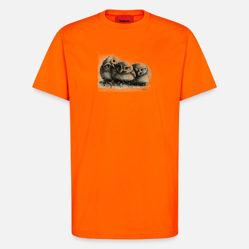 drei junge eulen - T-Shirt - made by SPREAD - SUNSET ORANGE