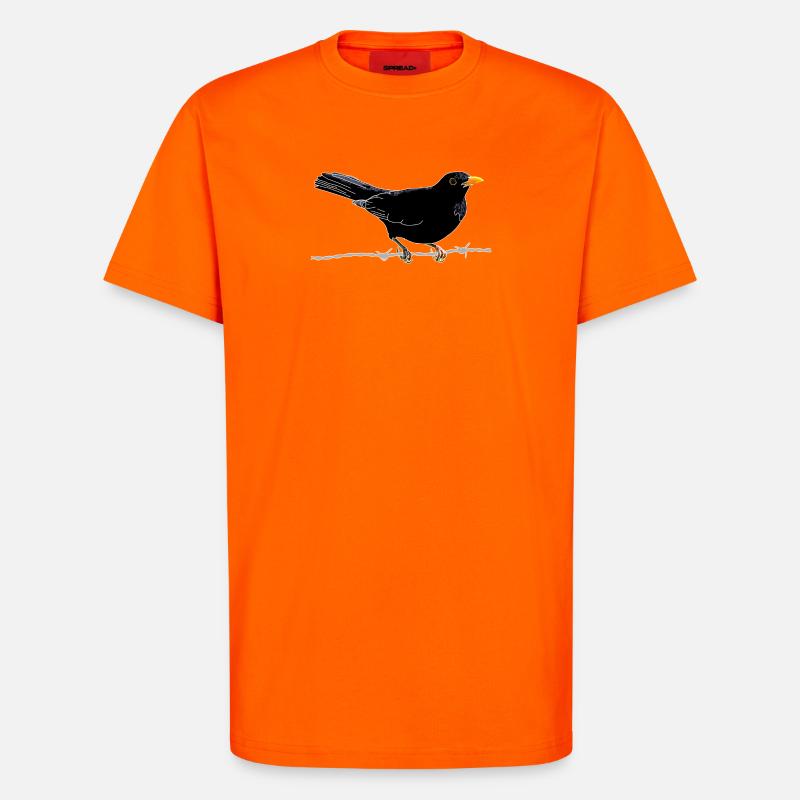 Amsel auf Stacheldraht - T-Shirt - made by SPREAD - SUNSET ORANGE