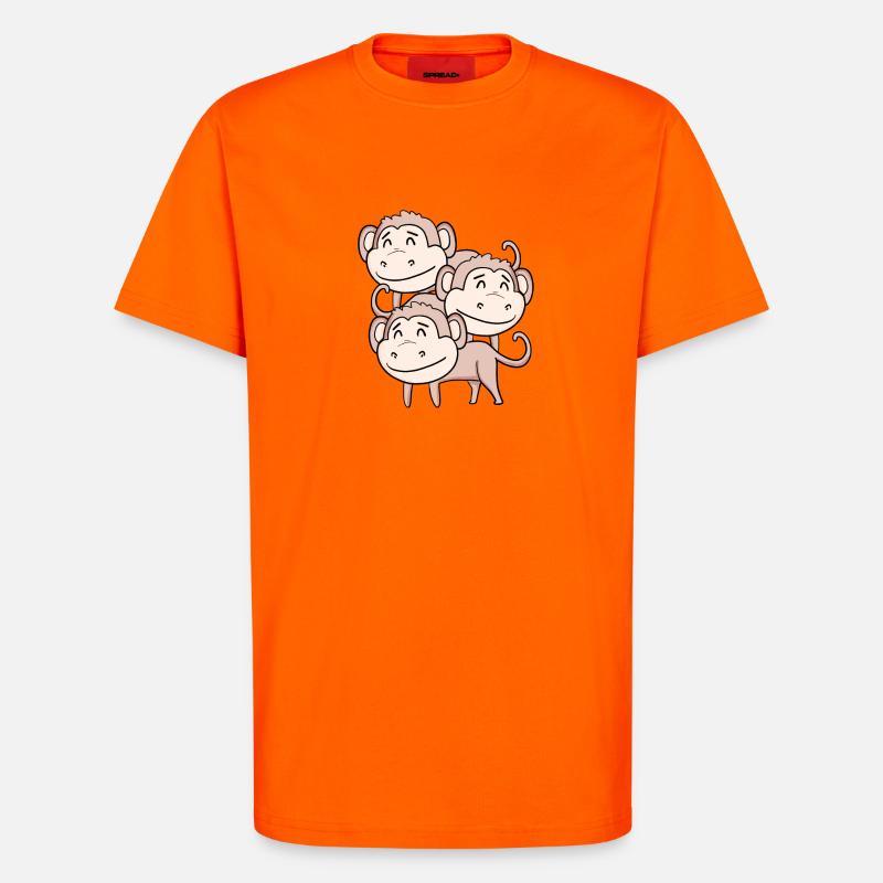 Singes mignons - Singe - T-shirt bio décontracté fabriqué en UE - SUNSET ORANGE