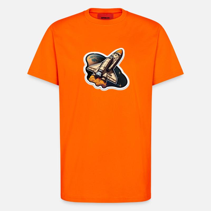 Fusée spatiale - T-shirt bio décontracté fabriqué en UE - SUNSET ORANGE