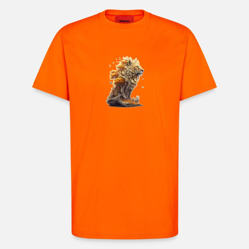 Löwe mit Savannen Elementen, Löwendesign - T-Shirt - made by SPREAD - SUNSET ORANGE