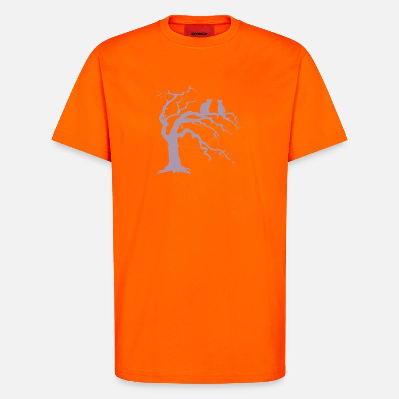 Dead tree with 2 cats silhouette - T-Shirt - made by SPREAD - SUNSET ORANGE