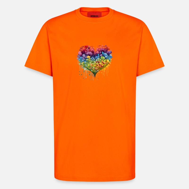 Blumenherz - T-Shirt - made by SPREAD - SUNSET ORANGE