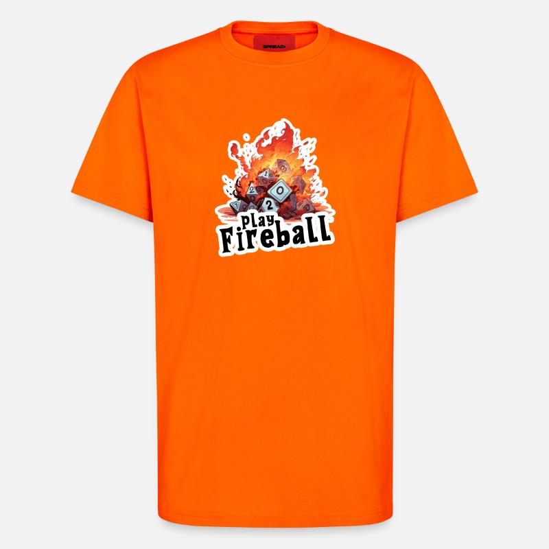 Exaggerated Fireball – Cube Chaos RPG - T-Shirt - made by SPREAD - SUNSET ORANGE