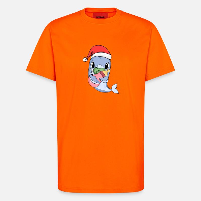 Requin Bébé Noël Poisson Poisson - T-shirt bio décontracté fabriqué en UE - SUNSET ORANGE