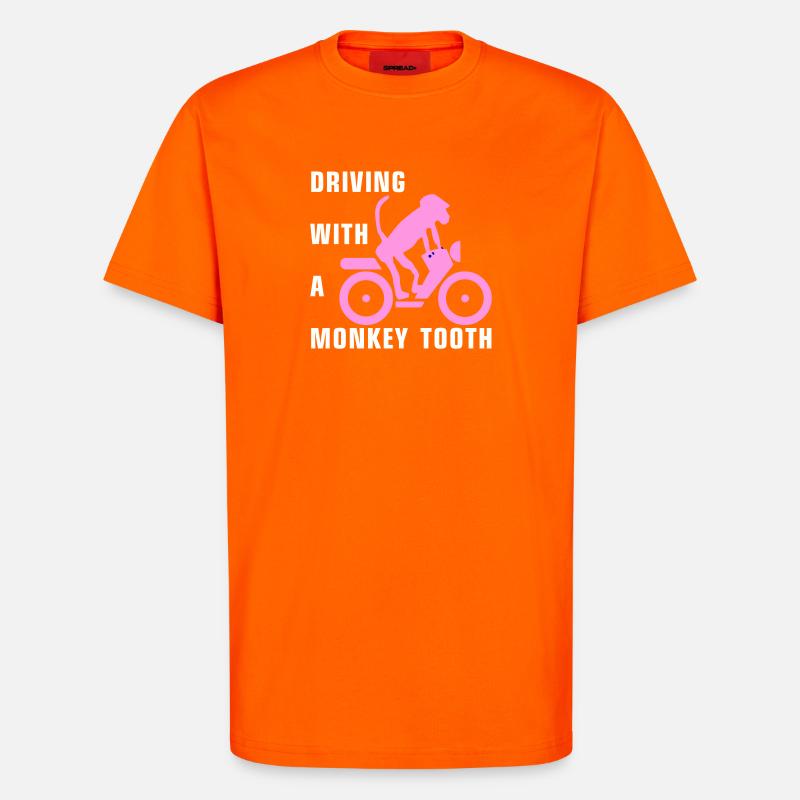 Driving with a monkey tooth - Affenzahn - T-Shirt - made by SPREAD - SUNSET ORANGE
