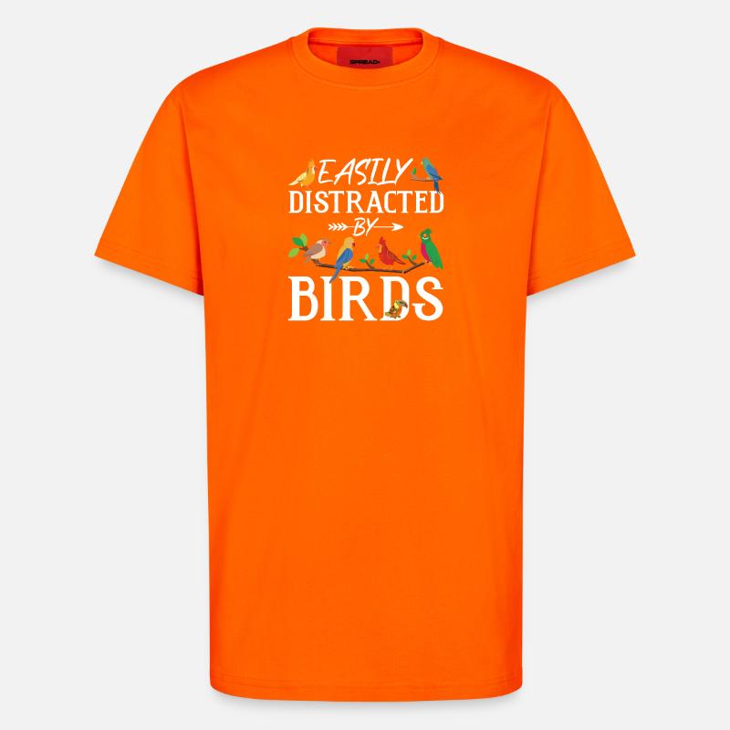 Facilement distrait par les oiseaux - T-shirt bio décontracté fabriqué en UE - SUNSET ORANGE