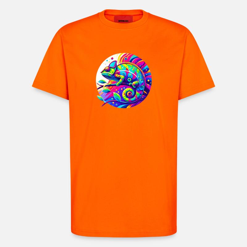 Caméléon - T-shirt bio décontracté fabriqué en UE - SUNSET ORANGE