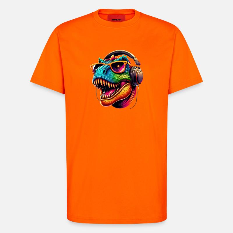 Dino DJ Stil - T-Shirt - made by SPREAD - SUNSET ORANGE