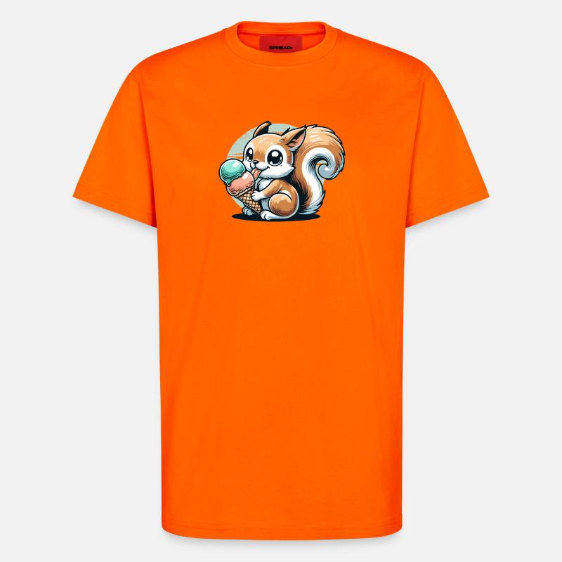 Niedliches Cartoon-Eichhörnchen mit Eiscreme - T-Shirt - made by SPREAD - SUNSET ORANGE