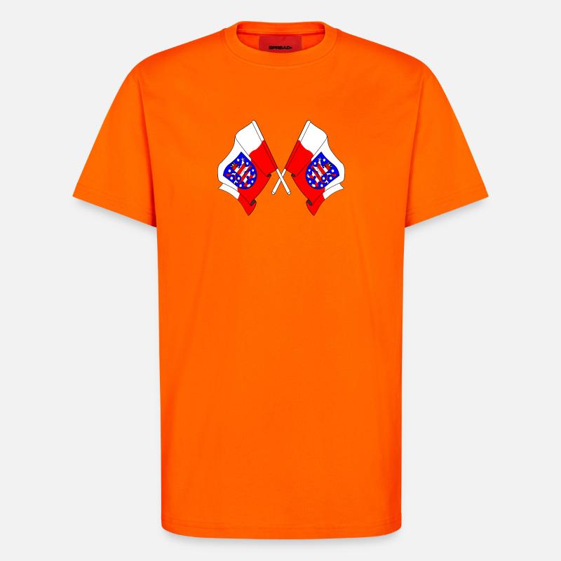 Deux drapeaux traversent la Thuringe - T-shirt bio décontracté fabriqué en UE - SUNSET ORANGE