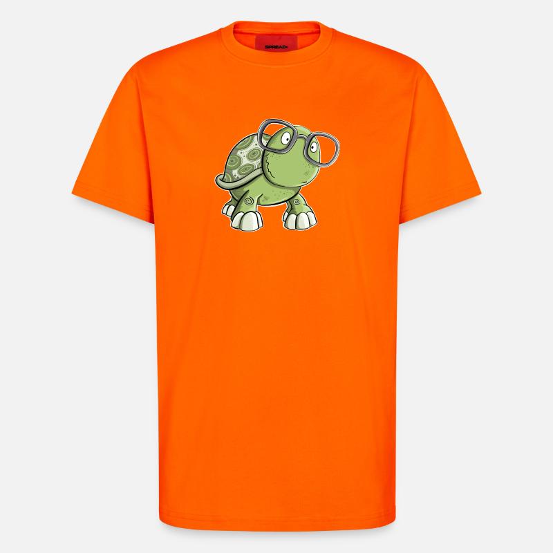 Schildkröte mit Brille - T-Shirt - made by SPREAD - SUNSET ORANGE