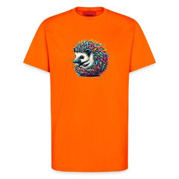 Igel - T-Shirt - made by SPREAD - SUNSET ORANGE - Vorne - Alina (178cm) & Michal (187cm)