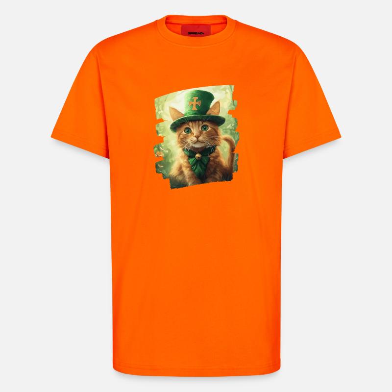 St Patricks day Katze - T-Shirt - made by SPREAD - SUNSET ORANGE