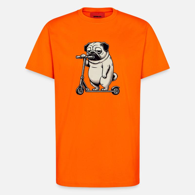 Lustiger Mops Roller Scooter Kickroller Grumpy - T-Shirt - made by SPREAD - SUNSET ORANGE