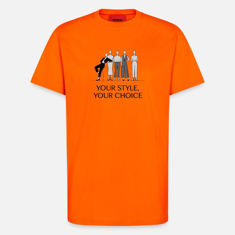 Ensemble d'illustrations de mode monochromes élégantes - T-shirt bio décontracté fabriqué en UE - SUNSET ORANGE