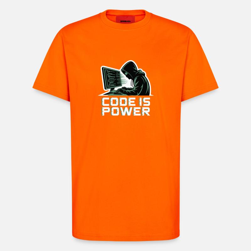 Cyber Hacker Code Unendliches Design - T-Shirt - made by SPREAD - SUNSET ORANGE