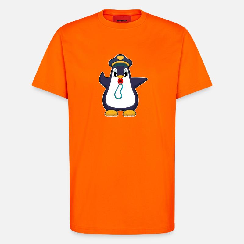 Pinguin Polizist Trillerpfeife Polizei - T-Shirt - made by SPREAD - SUNSET ORANGE