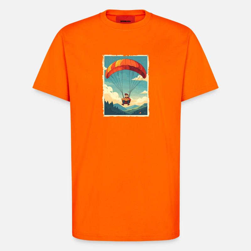 Adventurous Pizza Flight Illustration - T-Shirt - made by SPREAD - SUNSET ORANGE