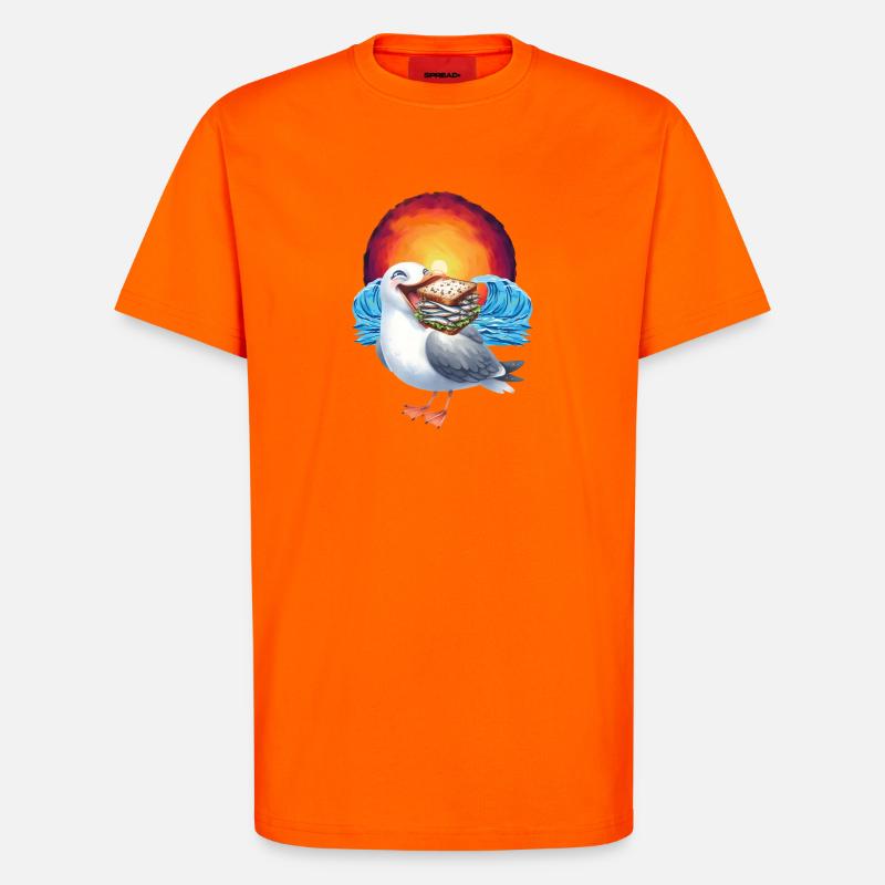 maritim Möwe Möwen Sandwich - T-Shirt - made by SPREAD - SUNSET ORANGE