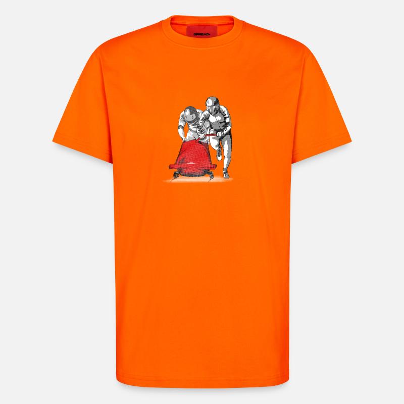 Bobsledder pushing at the start - T-Shirt - made by SPREAD - SUNSET ORANGE