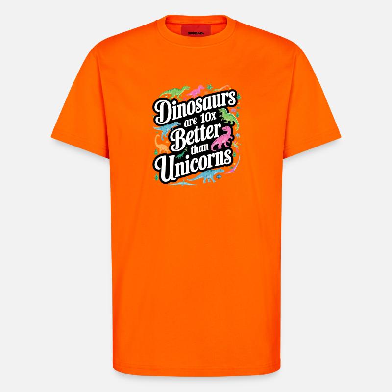 Dinosaurier überstrahlen Einhörner hell - T-Shirt - made by SPREAD - SUNSET ORANGE