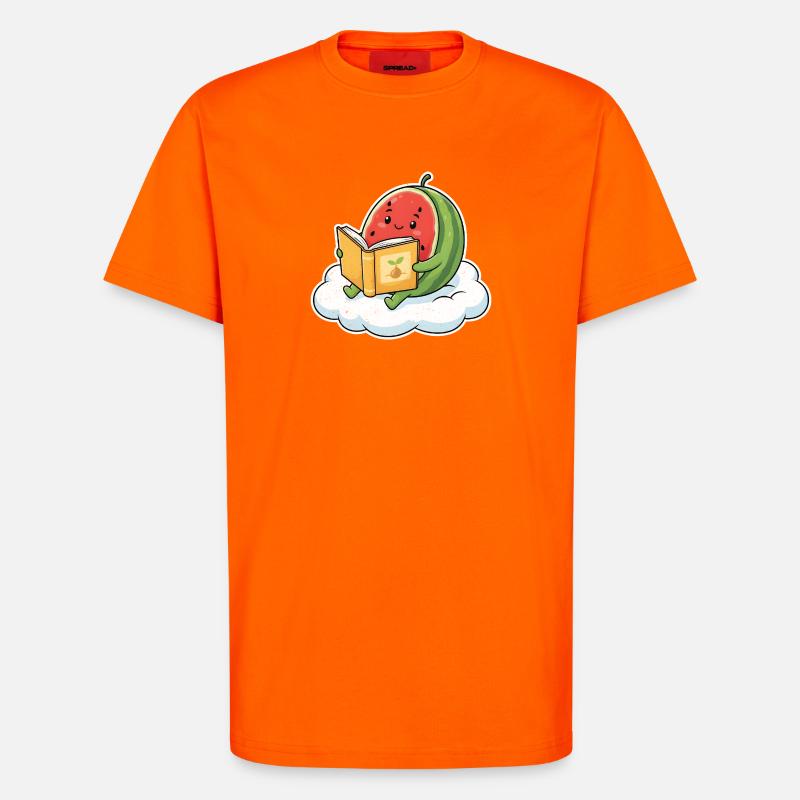 Kawaii melon while reading - T-Shirt - made by SPREAD - SUNSET ORANGE