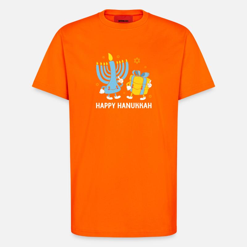 Hanoukka Hanoukka Hanoukka Gnome - T-shirt bio décontracté fabriqué en UE - SUNSET ORANGE