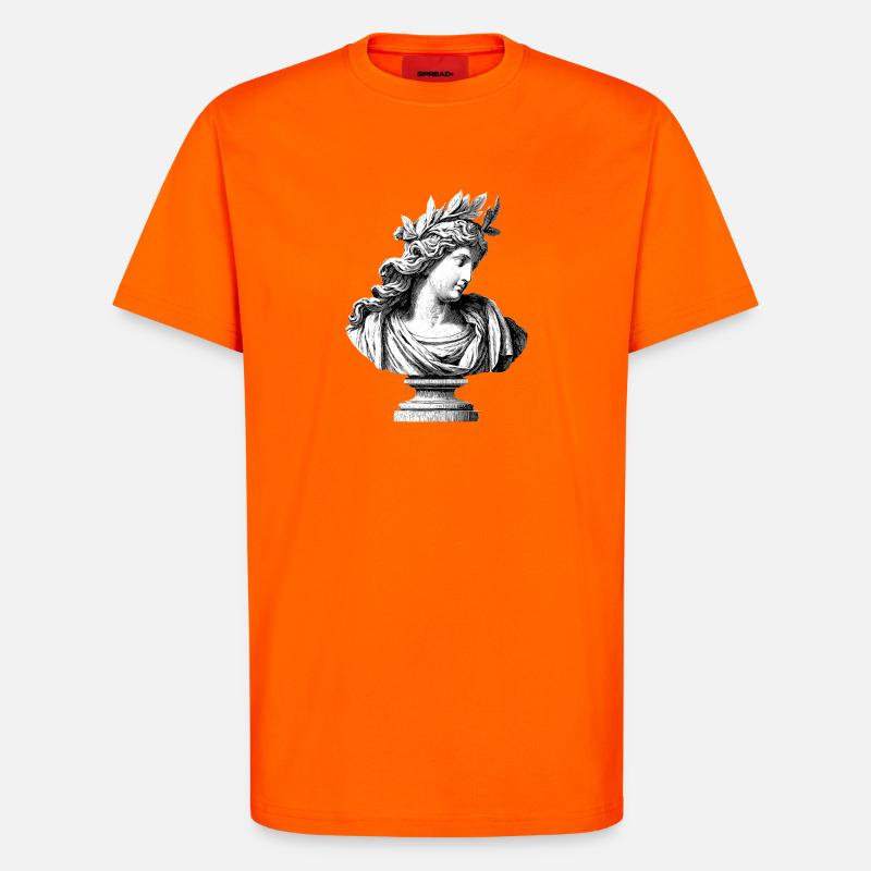 Buste antique déesse – Gravure classique - T-shirt bio décontracté fabriqué en UE - SUNSET ORANGE