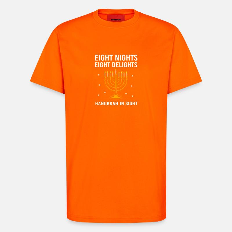 Hanoukka Hanoukka Hanoukka - T-shirt bio décontracté fabriqué en UE - SUNSET ORANGE