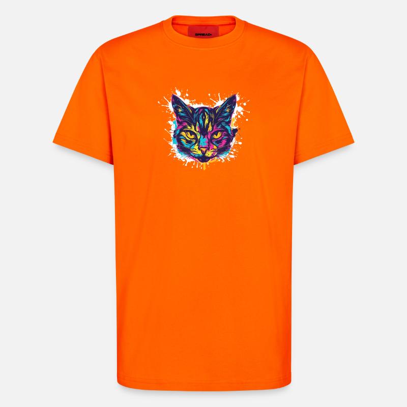 Cat Splatter Paint Blobs - T-Shirt - made by SPREAD - SUNSET ORANGE
